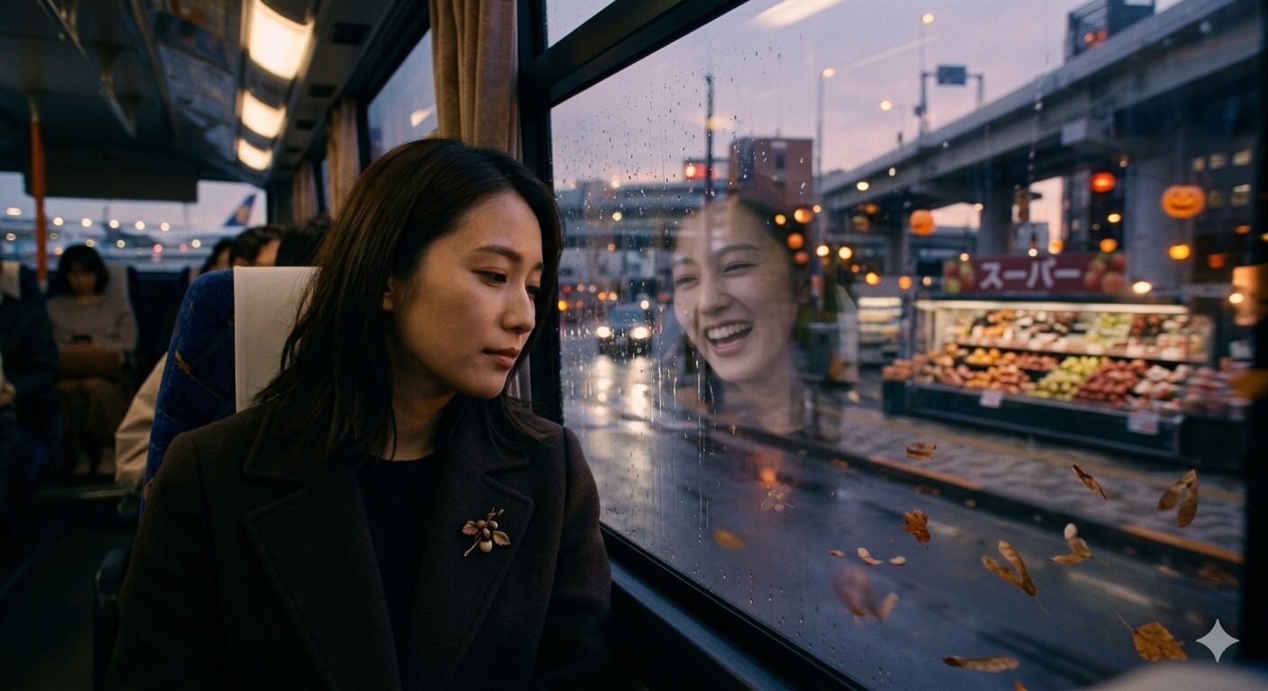 空港に向かうバスの車窓から