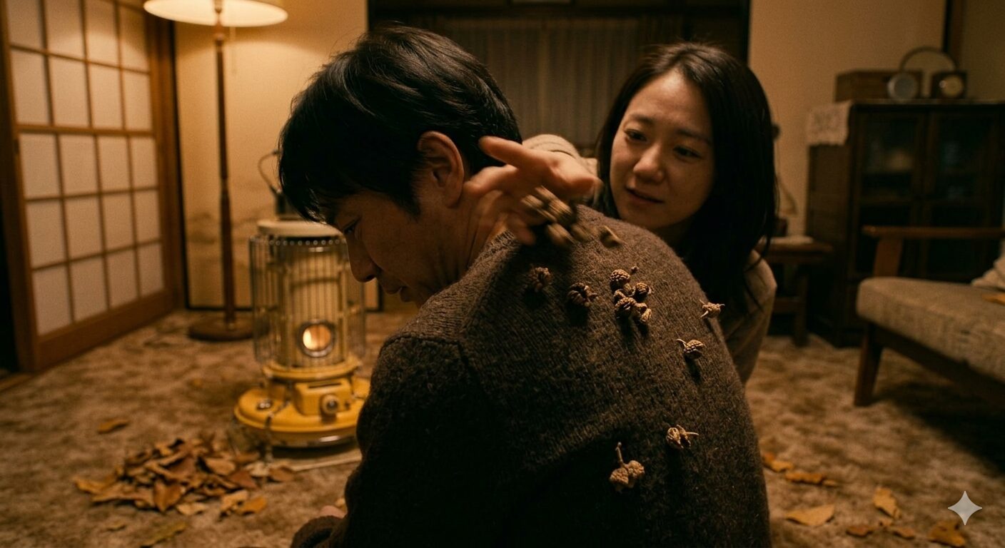 いのこずちを彼のセーターに投げた、にフォーカスしてもらった画像